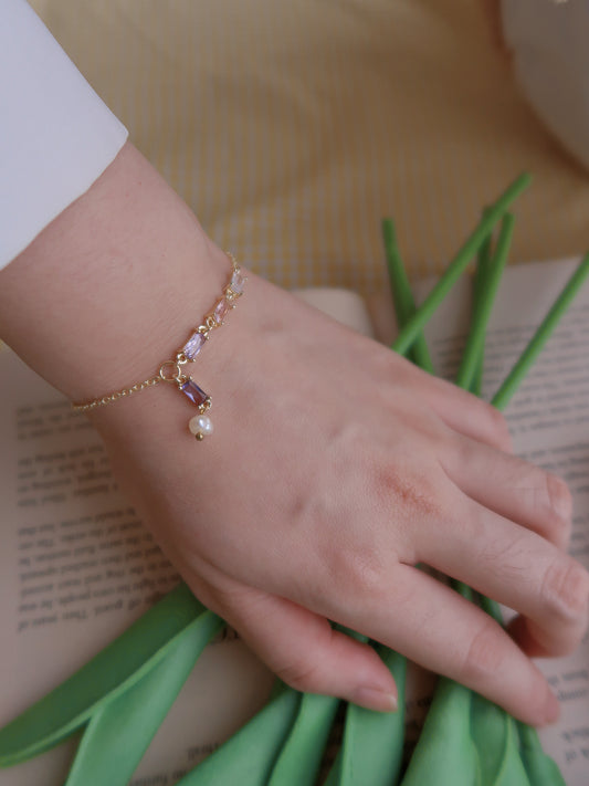 Diamond Gradient Pearl Bracelet (Lilac)