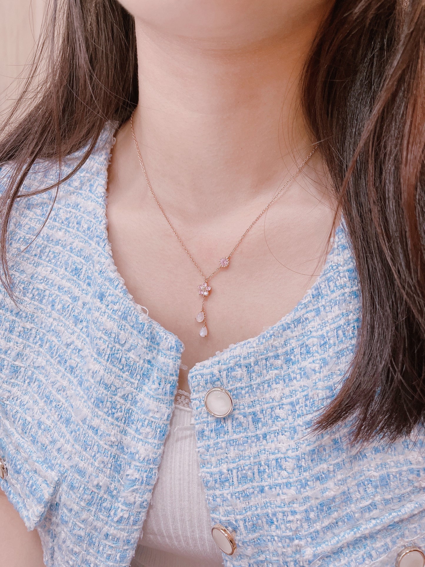 Cherry Blossom Sakura Rose Gold Necklace