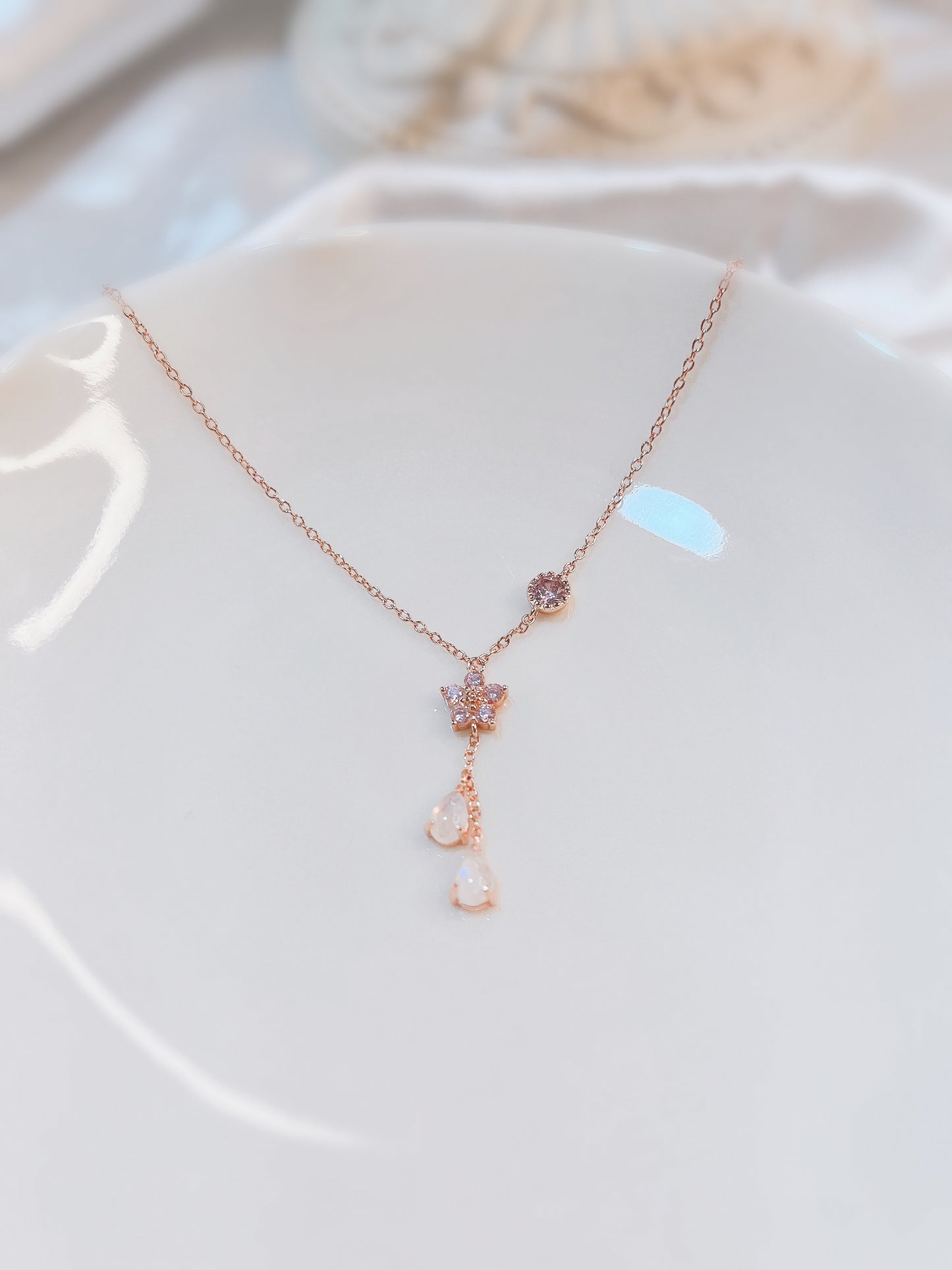 Cherry Blossom Sakura Rose Gold Necklace