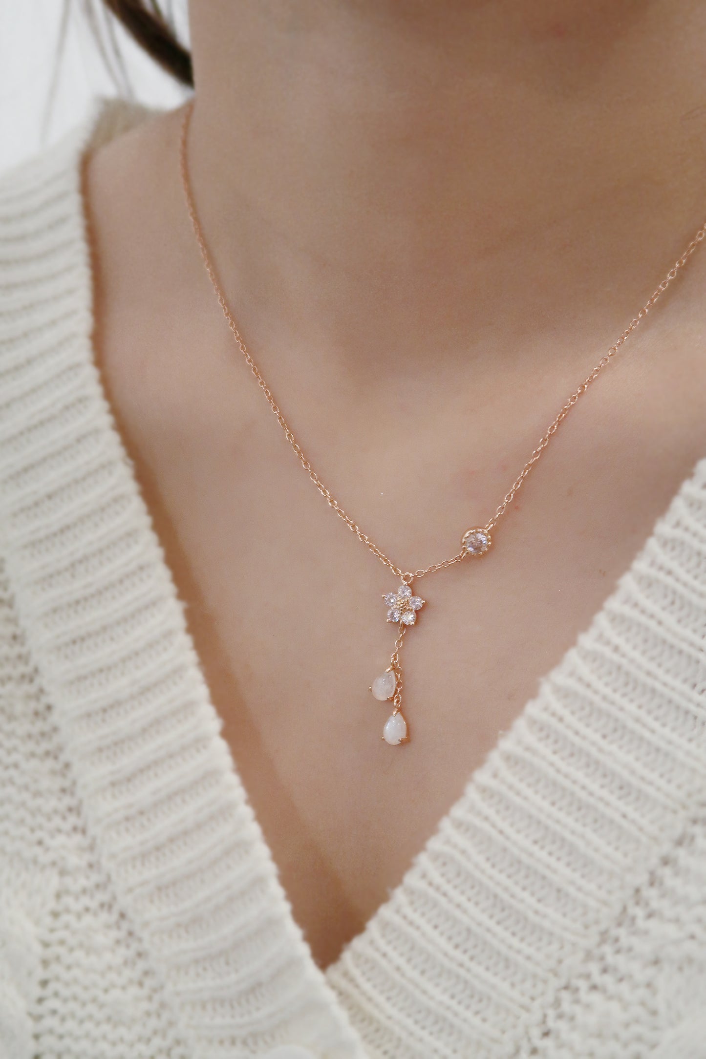 Cherry Blossom Sakura Rose Gold Necklace