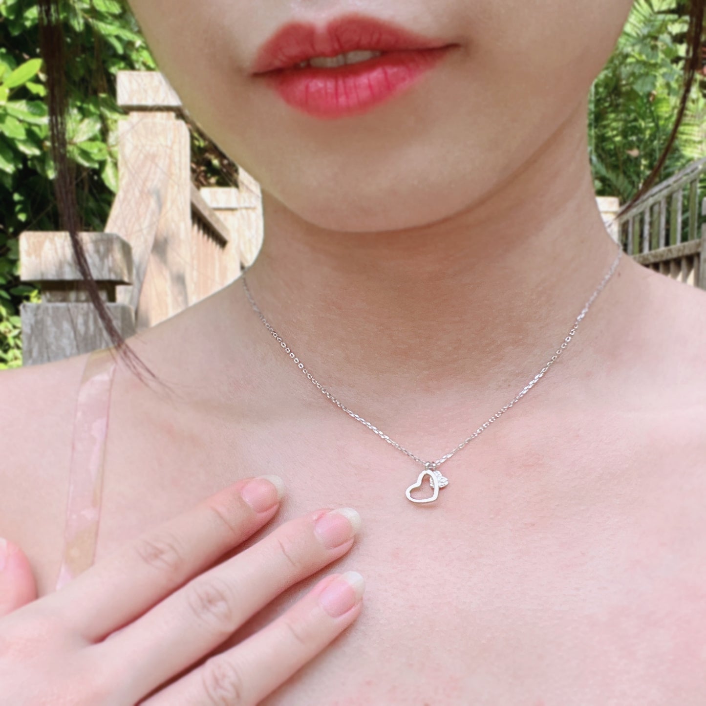 Double Hearts Amorette Silver Necklace