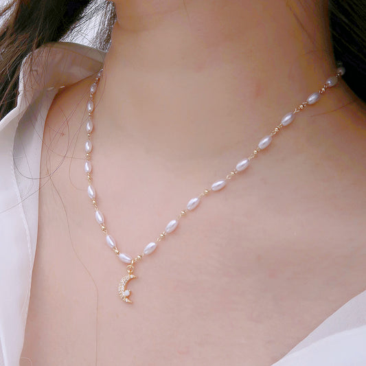 Crescent Opal Pearl Necklace